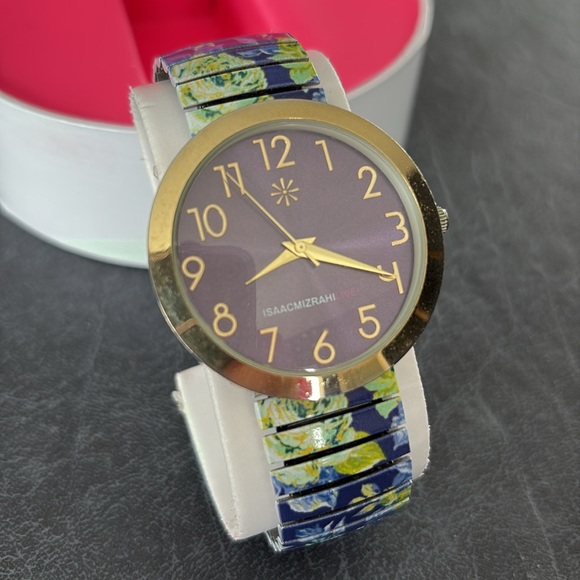 Isaac Mizrahi Live! Goldtone and blue Floral Watch - Picture 3 of 7